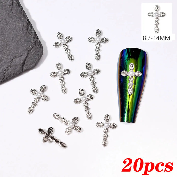 Rynx | 20 pieces/bag 3D Cherry Nail Charms Red & Pink Cherry Nail Rhinestones Nail Gemstones Nail Glitter Stud Fruit Nail Slices for Nail Jewelry