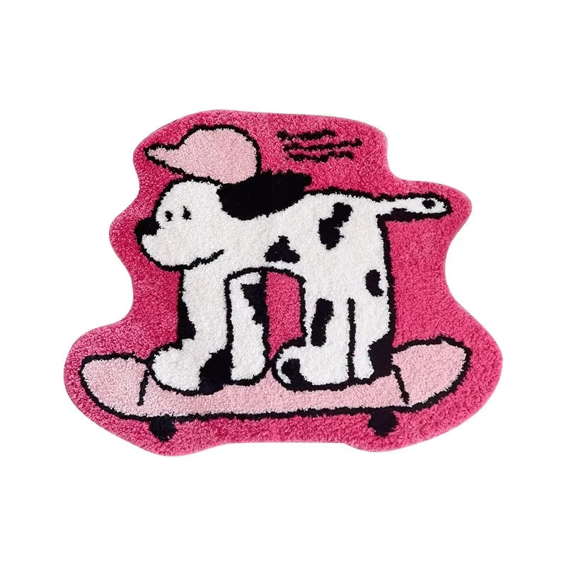 Rynx | Layered Dalmatian Carpet Living Room Rug Soft Fluffy Mat Bedroom Cloakroom Floor Non-Slip Underlay Aesthetic Apartment Kindergarten Decor