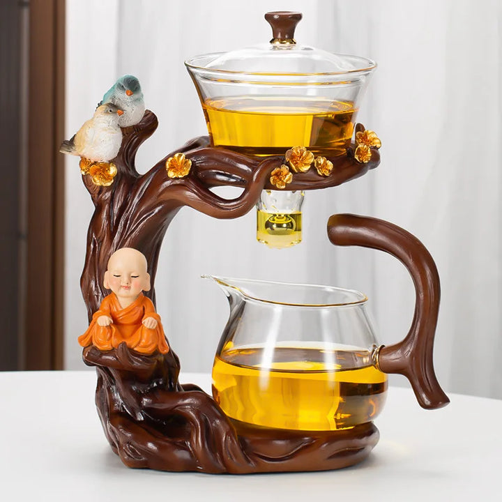 Lisslune | Kung Fu Teapot Household Magnetic Extraction Semi-Automatic Lazy Tea Preparation Tool Glass Tea Set