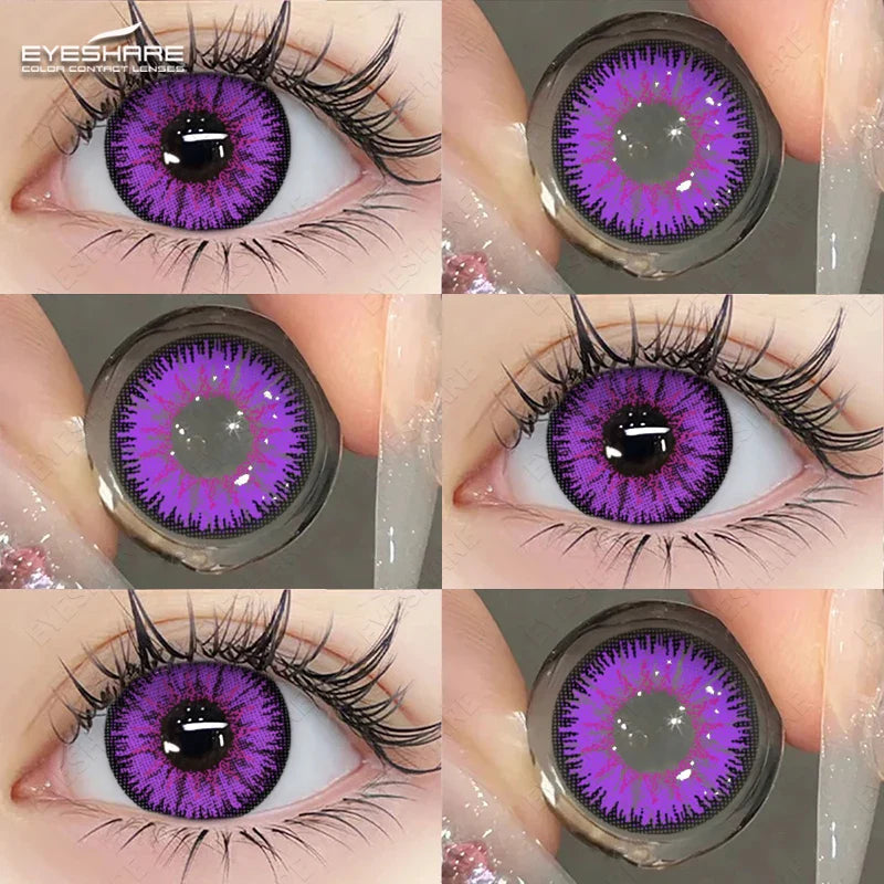 Rynx | 1 Pair Purple Colored Contact Lenses Fashion Cosplay Contact Lenses for Eyes Red Lenses Pink Soft Lenses Beauty Make-up Annual