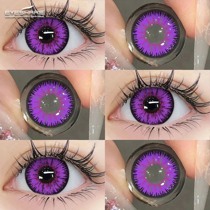 Rynx | 1 Pair Purple Colored Contact Lenses Fashion Cosplay Contact Lenses for Eyes Red Lenses Pink Soft Lenses Beauty Make-up Annual