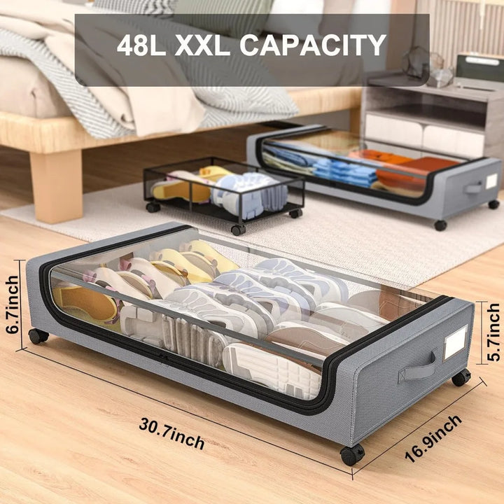 Lisslune | Under-bed storage stackable rolling box organizer