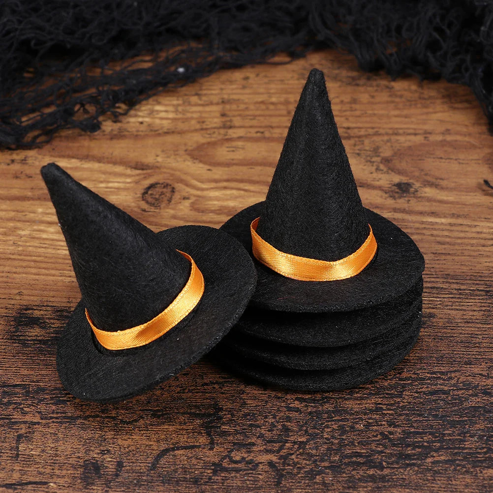 Rynx | 12 Pieces Halloween Mini Witch Hat Party Decoration Props for Cake Decor Halloween Decoration Play Felt Fabric Mini Hats Ornament Cover
