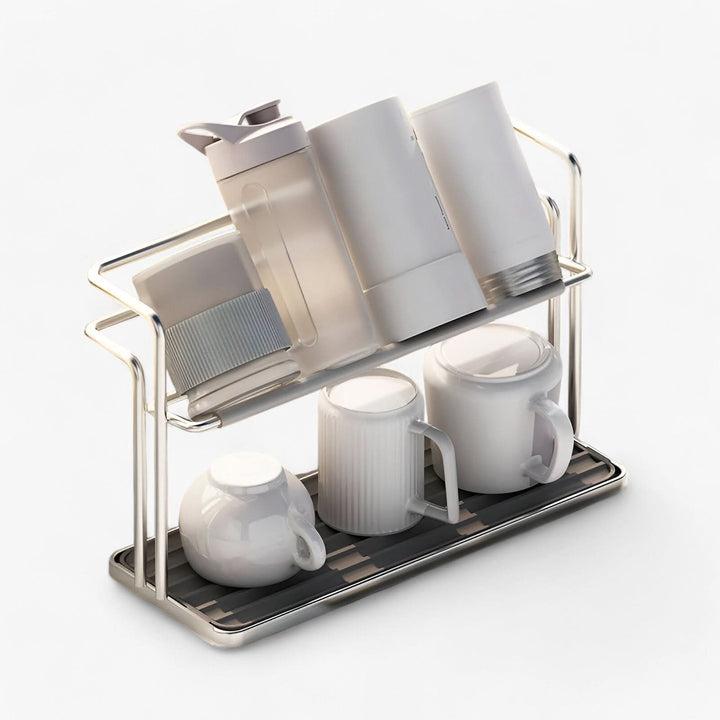 Lisslune | Double Layer Stainless Steel Cup Rack for Kitchen