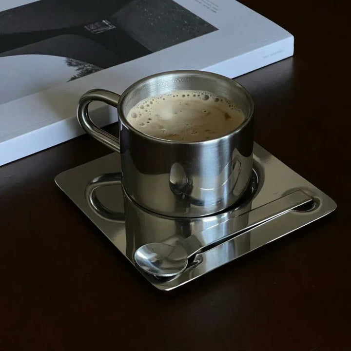 Lisslune | Stainless Steel Coffee Cup and Tray
