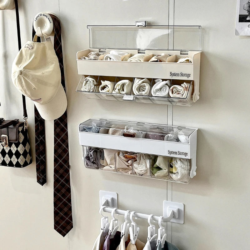 Rynx | Wall-mounted drawer organizer Multifunctional transparent sock organizer Underwear organizers with classified storage for the closet
