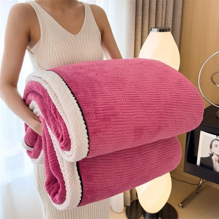 Rynx IEncrypted Carved Velvet Autumn Winter Warm Sofa Blanket Soft Comfortable Warm Bedspreads Throws Fluffy Breathable Bed Sheets
