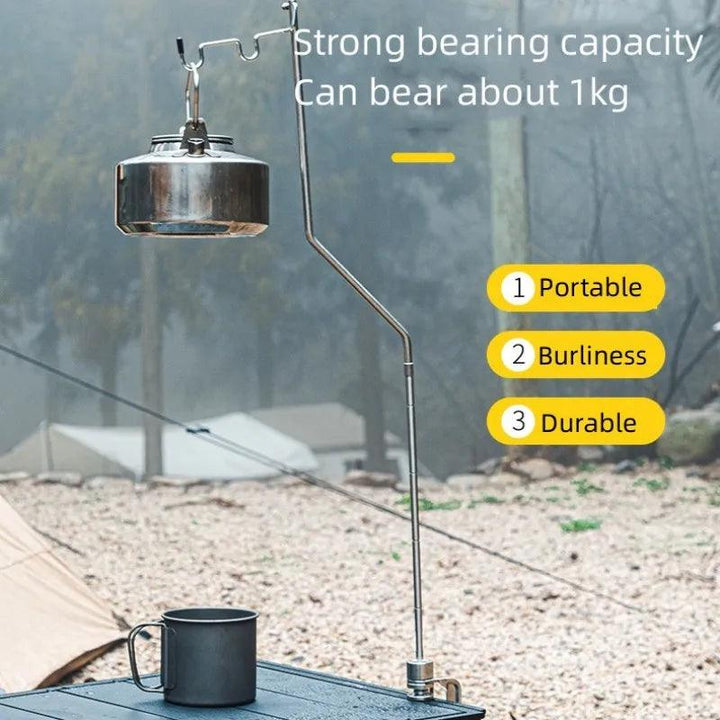 Lisslune | Multi-Functional Stainless Steel Camping Gear Organizer with Built-In Light Stand and Storage Solutions