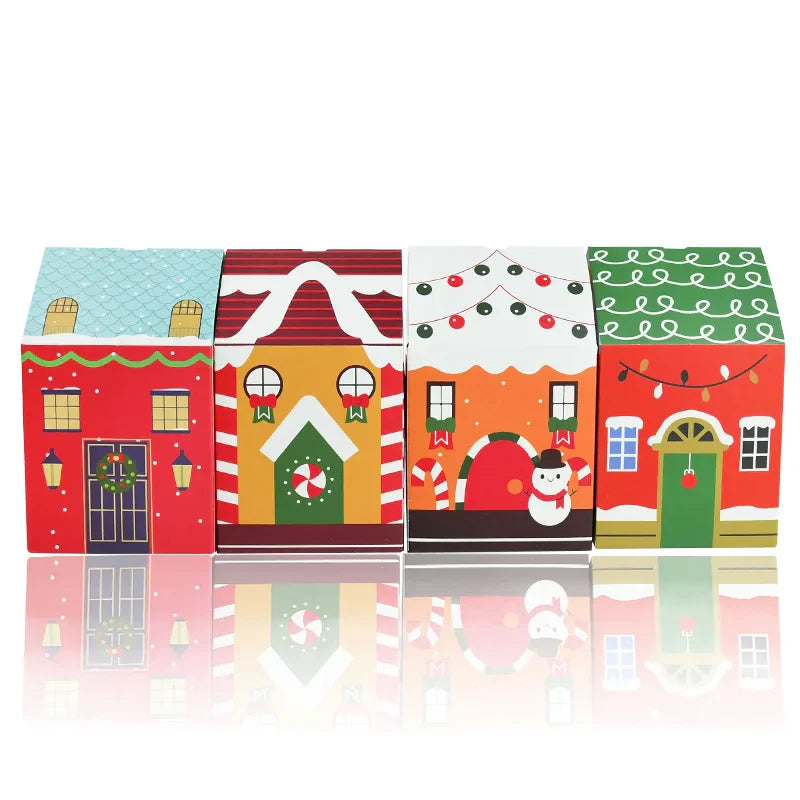 Rynx 4-piece Christmas House-shaped Candy Box Cartoon Merry Christmas Gift Packaging Chocolate Box Christmas 2025 New Year's Party Children's Gifts