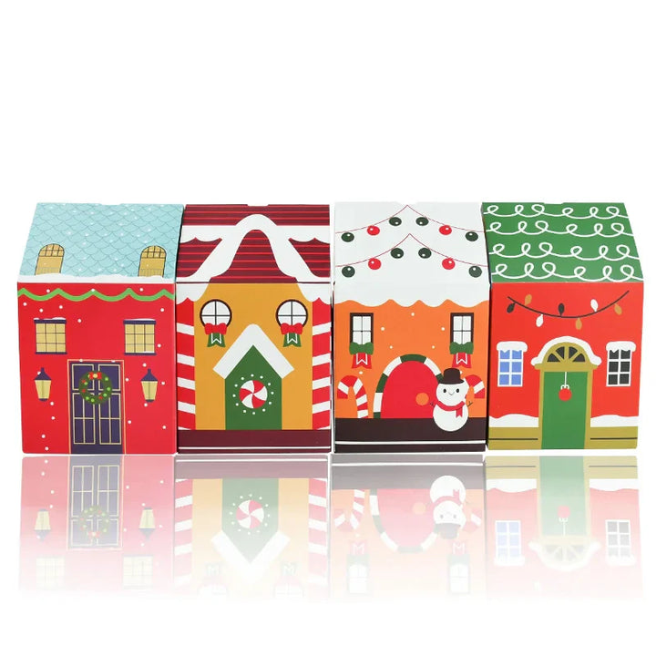 Rynx 4-piece Christmas House-shaped Candy Box Cartoon Merry Christmas Gift Packaging Chocolate Box Christmas 2025 New Year's Party Children's Gifts