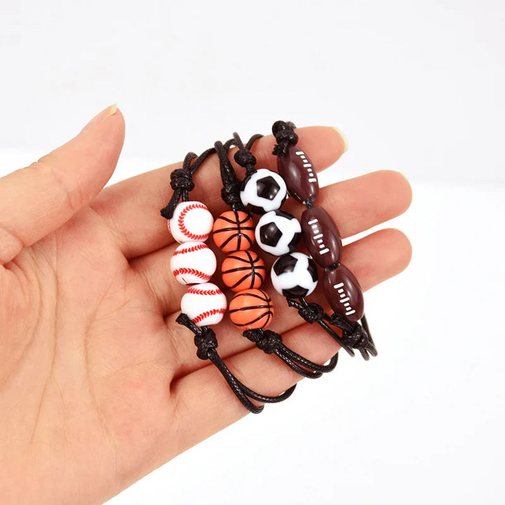 Rynx 10/20 pcs. Sports theme party bracelets soccer baseball basketball beads charm children's birthday gifts for guests piñata filling