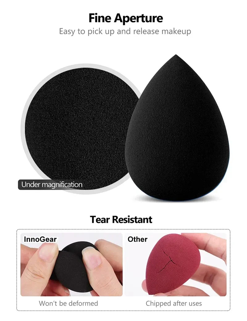 Rynx | 10 Piece Makeup Applicator Super Soft Sponge Powder Blender Black Makeup Sponges Blender Gentle Foundation Contour Blend Puff
