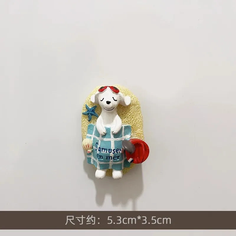 Rynx | 3D Refrigerator Magnet Puppy Cartoon Cat and Dog Refrigerator Sticker Anti-theft Entrance Door Decorative Magnetic Creative Message