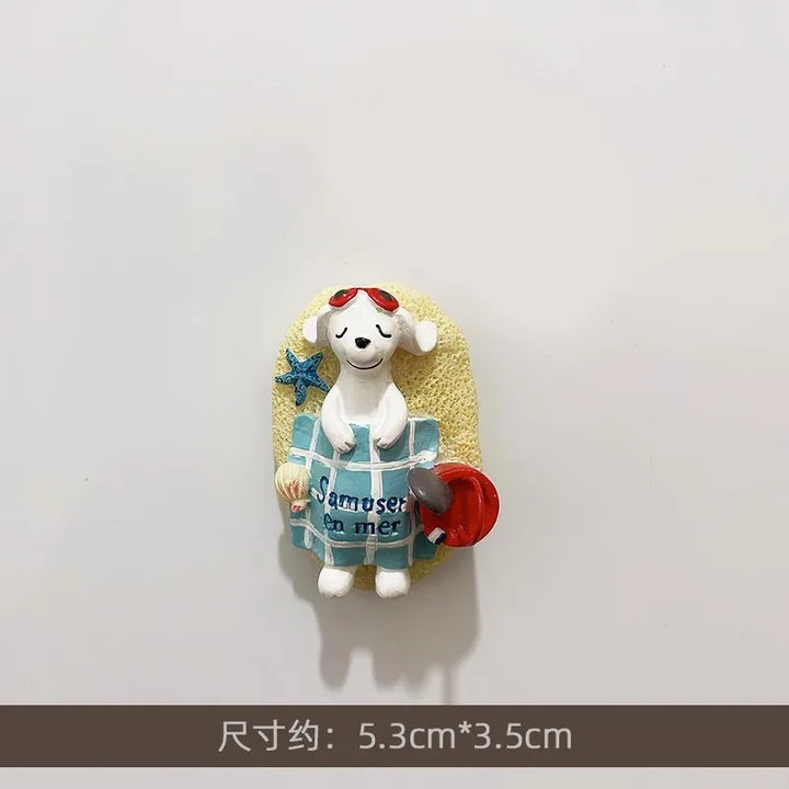 Rynx | 3D Refrigerator Magnet Puppy Cartoon Cat and Dog Refrigerator Sticker Anti-theft Entrance Door Decorative Magnetic Creative Message