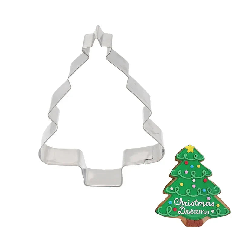 Rynx 5-piece Christmas Cookie Cutter Set Gingerbread Man Christmas Tree Cookie Pattern Stamp 2024 Christmas Party New Year Baking Accessories