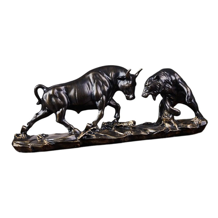 Lisslune | Feng Shui Bear and Bull Statue, Bull Figure, Collection Cow Sculptures Animal
