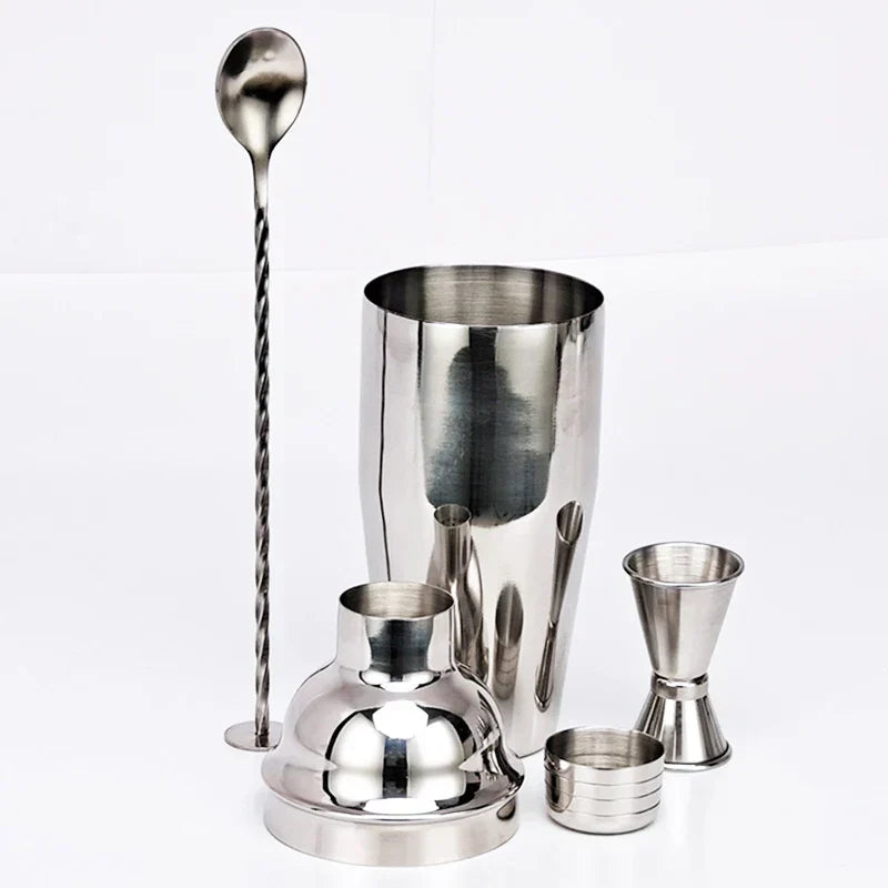 Lisslune | 550 ml/750 ml Stainless Steel Cocktail Shaker Mixer Drink Bartender Set Bar Set Tools With Wine Rack Stand Tool for Birthday Gift