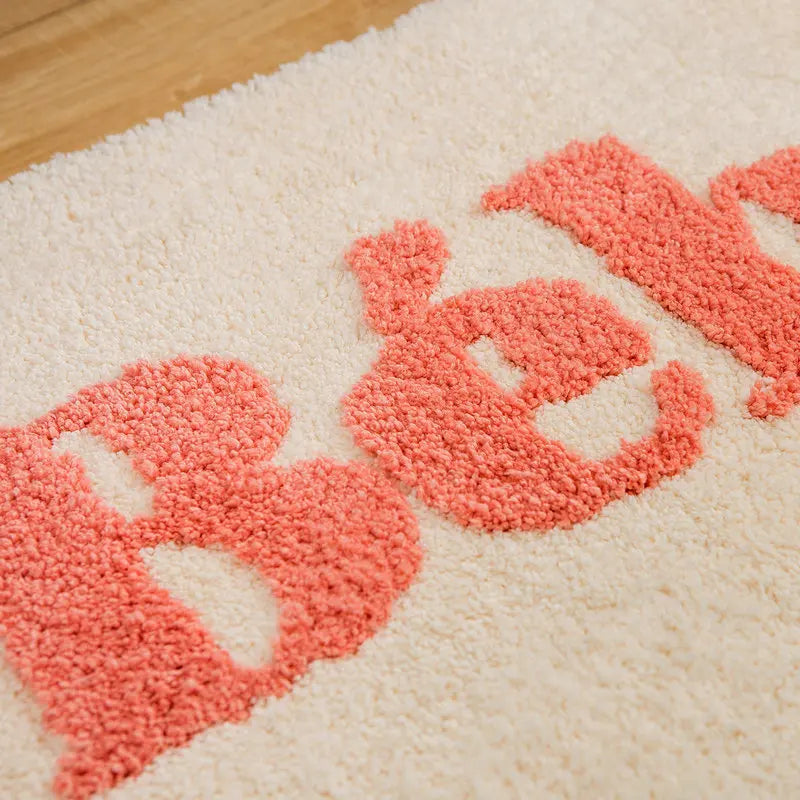 Rynx | Korean Style Woven Letter Bath Mat Soft French Carpet Bedroom Rug Doormat Aesthetic Home Decoration 45x65cm