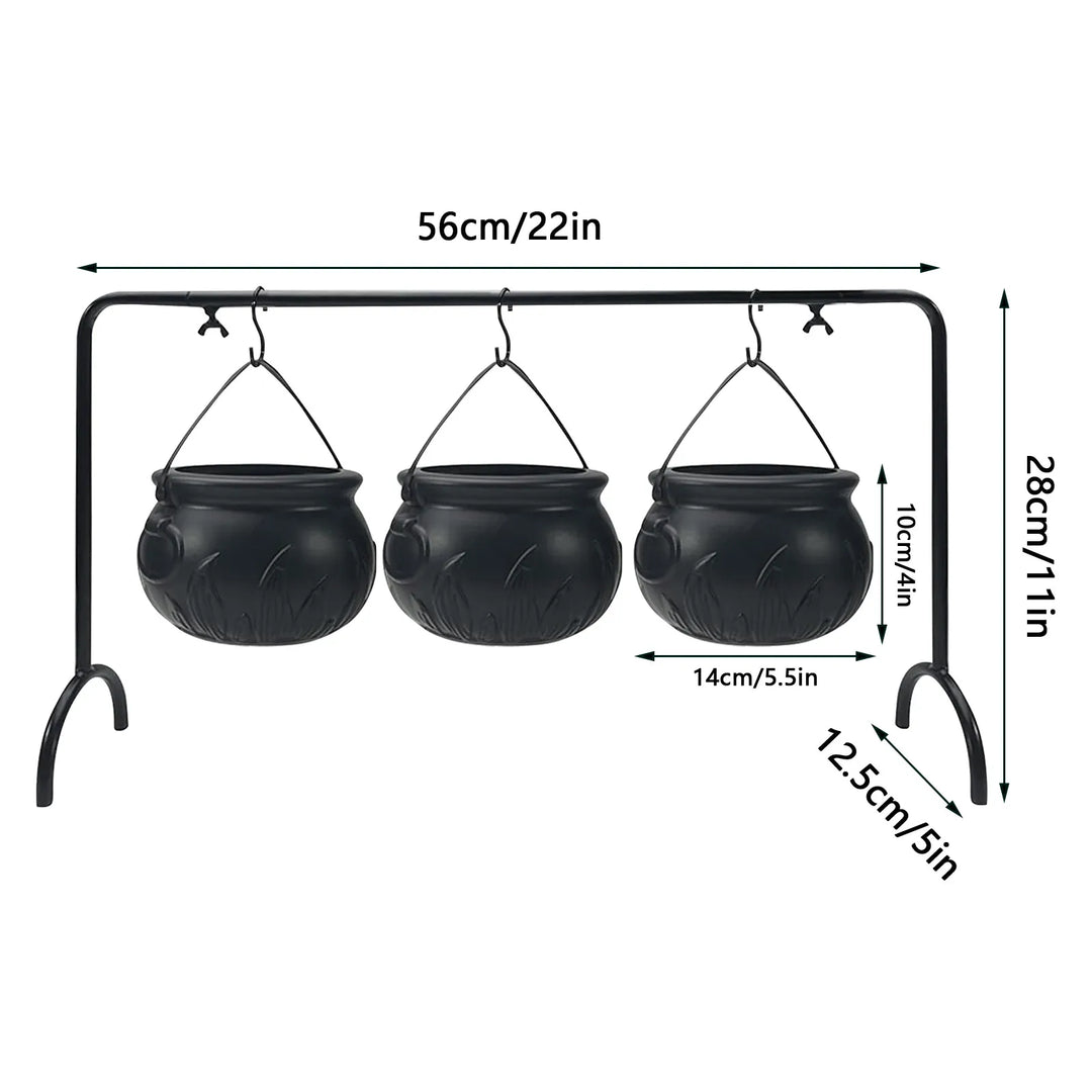 Rynx | Halloween Party 3-piece Witch Glass Candy Bowl Stand Black Plastic Kitchen Decoration Ornaments