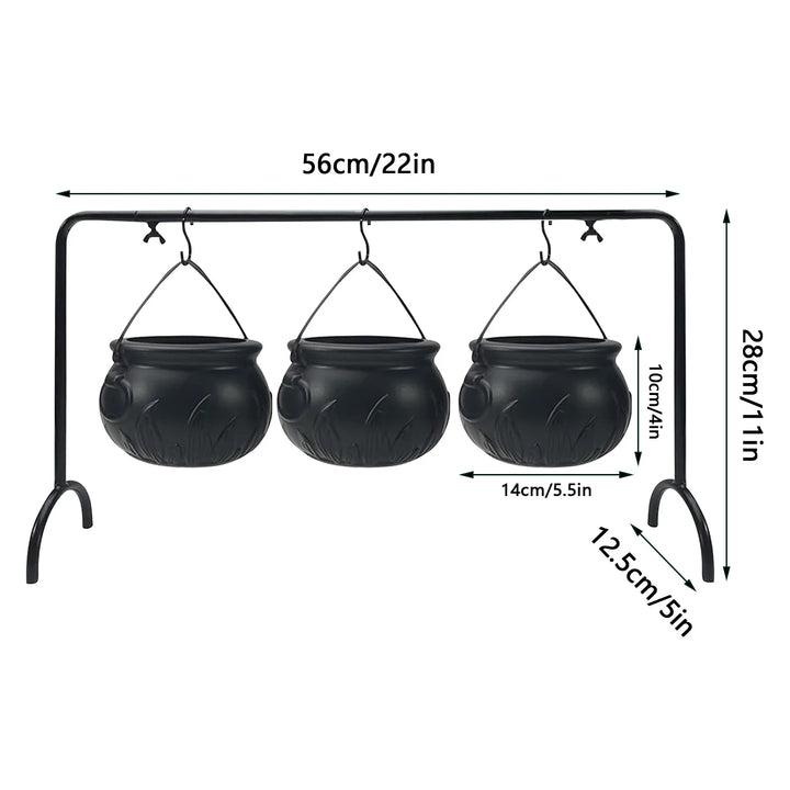 Rynx | Halloween Party 3-piece Witch Glass Candy Bowl Stand Black Plastic Kitchen Decoration Ornaments