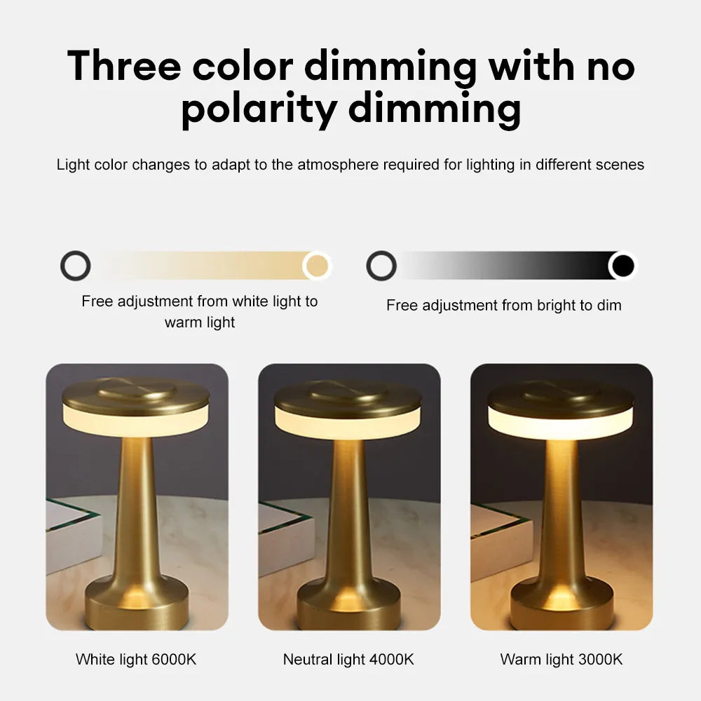 Lisslune | Retro Led Table Lamp Usb Rechargeable Infinitely Dimmable Night Light Camping Light Suitable For Bar Lampbedroom Ambient Light