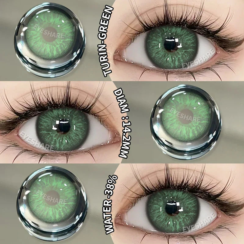 Rynx | New 1 Pair Contact Lenses Colored Contact Lenses Blue Colorful Beautiful Pupil Green Color Eye Lenses Annual Brown Contact Lenses