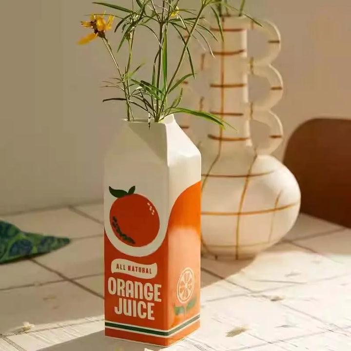 Lisslune | PlayfulBlooms - Orange Juice Cardboard-inspired Vase