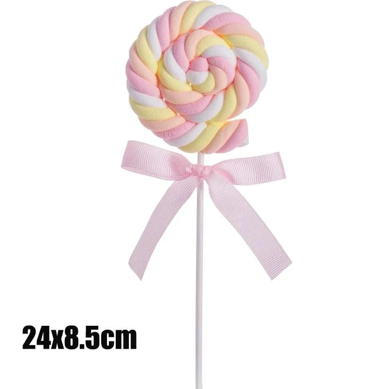 Lisslune | Charming Synthetic Cotton Candy Lollipops - Ideal for Sweet Displays, Children's Photography and Wedding Decorations