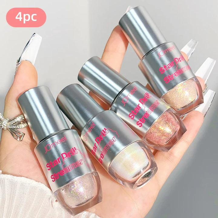 Lisslune | 4pcs/1pcs Flüssiger Lidschatten Perlen Glitzer Lang anhaltend Wasserdicht Flüssiger Lidschatten Schnelltrocknender Glitzer Schimmer Augen Make-up