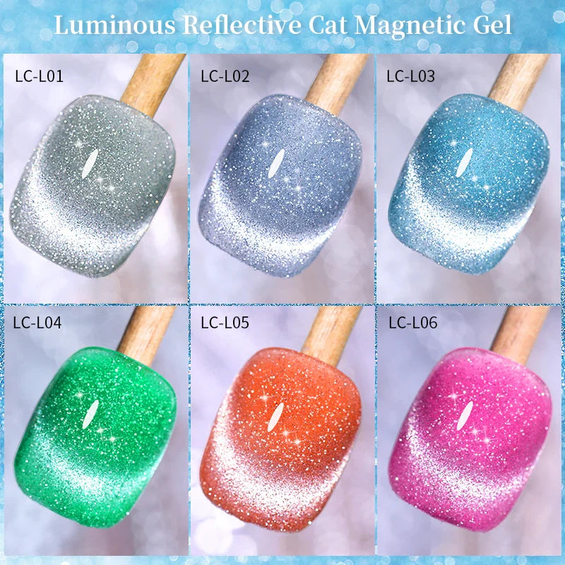 Rynx |7ML Snowlight Cat Magnetic Gel Nail Polish Grow-In-Dark Reflection Glitter Laser Semi-Permanent Soak Off UV Gel Nail Polish