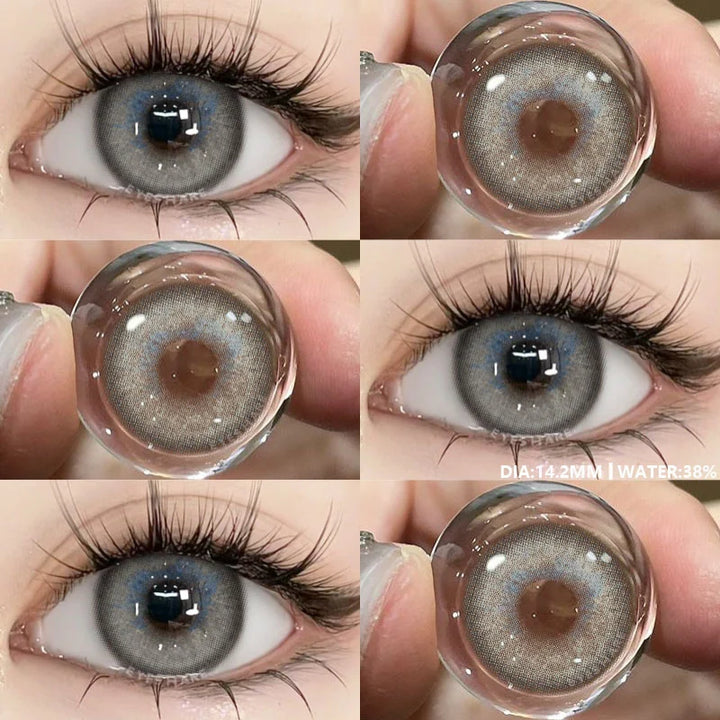 Rynx | New 1 Pair of Contact Lenses in Natural Color for Eyes Blue Lenses Gray Pupil Lens Brown Lens Yearly Cosmetic Green Contacts