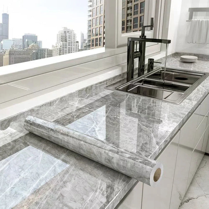 Lisslune | Marble Kitchen Oil-Proof Film - Self-Adhesive Waterproof Wallpaper for Stove, Countertop, Cabinet, Tile Renovation