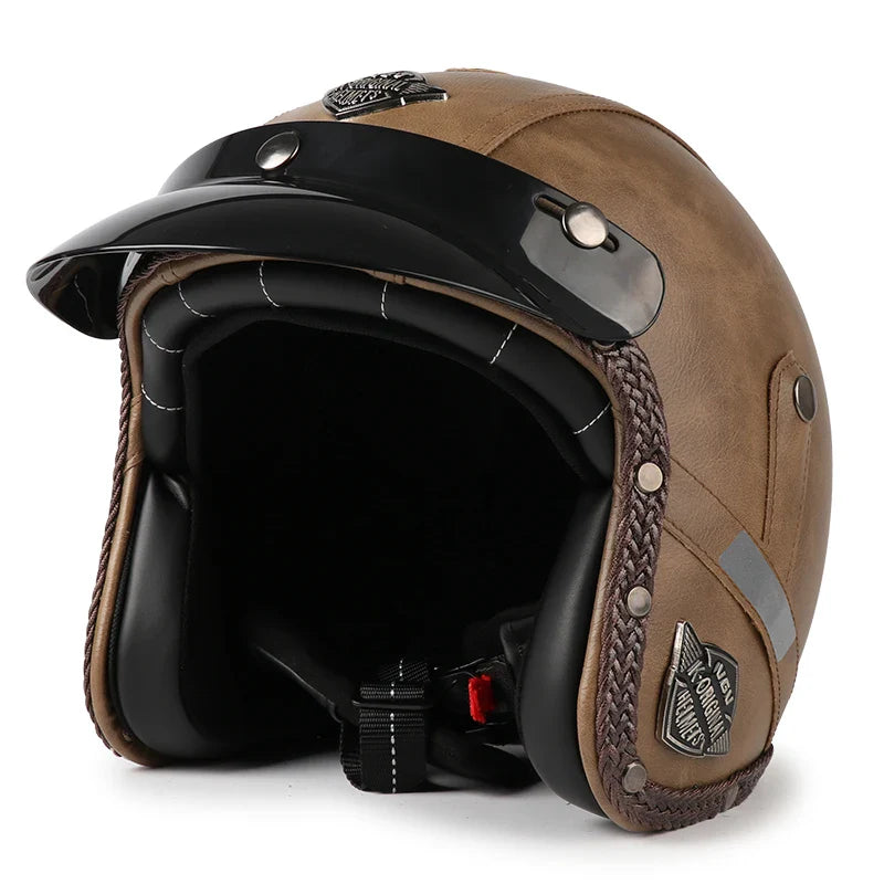 Lisslune | Retro Motorcycle Helmet – Kael – (Open Face 3/4)