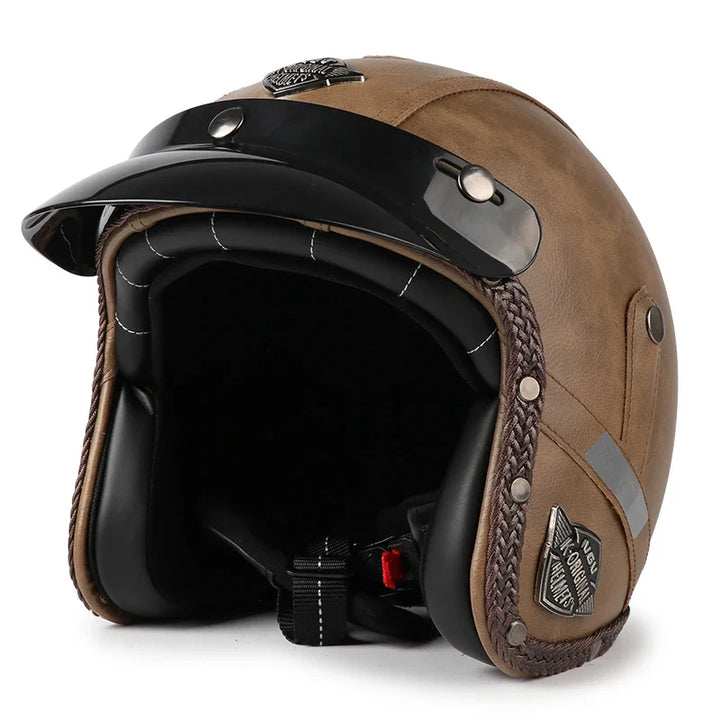 Lisslune | Retro Motorcycle Helmet – Kael – (Open Face 3/4)
