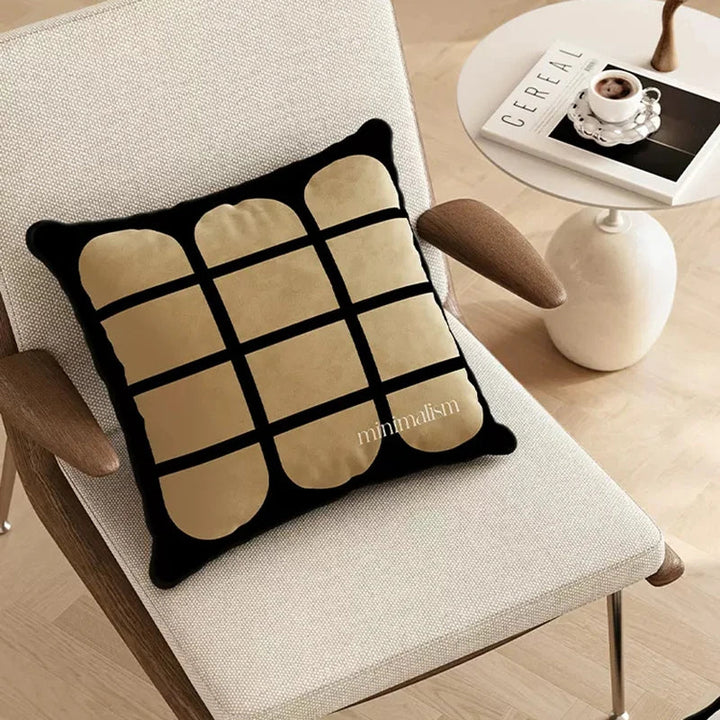 Rynx | Geometric Pillow Cover Velvet Back Cushion Cover Grid Throw Pillow Case Chic Decorations for Home Living Room