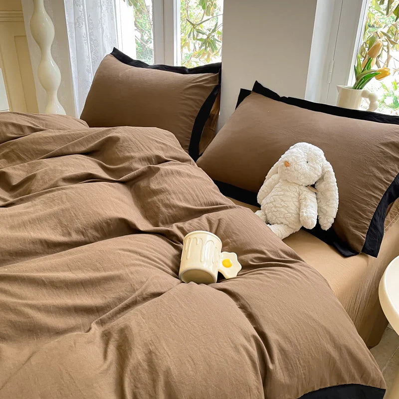 Rynx Ins Style Bedding Set Heavyweight Heavy Water Washable Wool Style Double Color Bedding Sheet Cover Pillowcase Set For Summer Winter