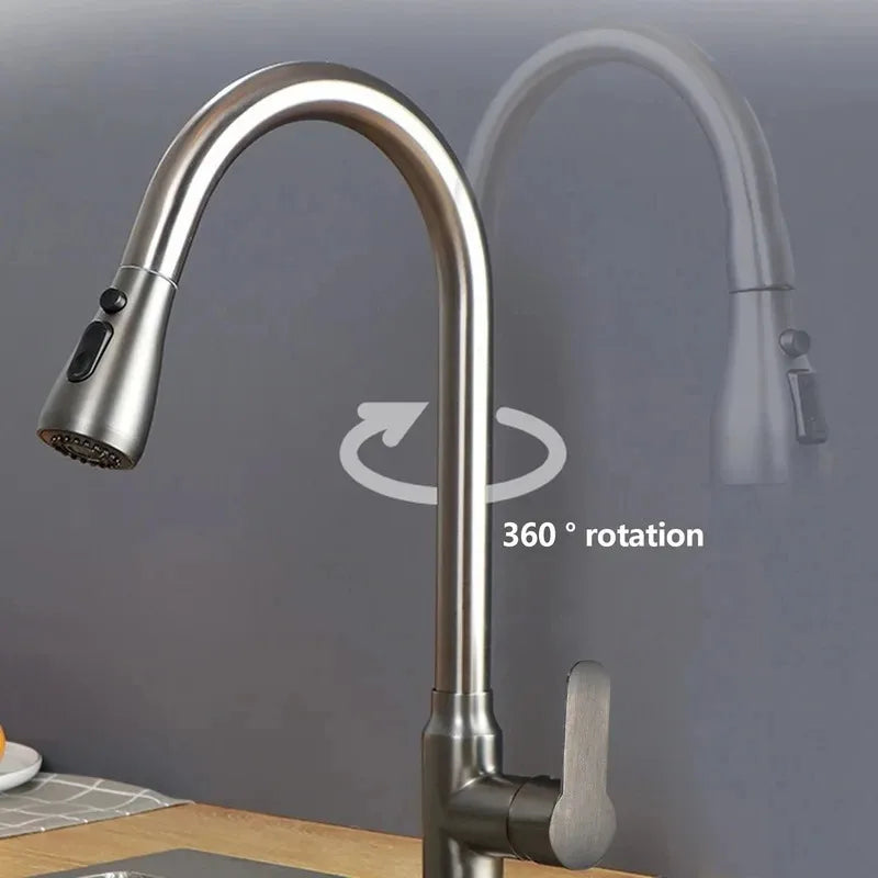 Lisslune | Kitchen faucet with pull-out spout – Brushed Nickel