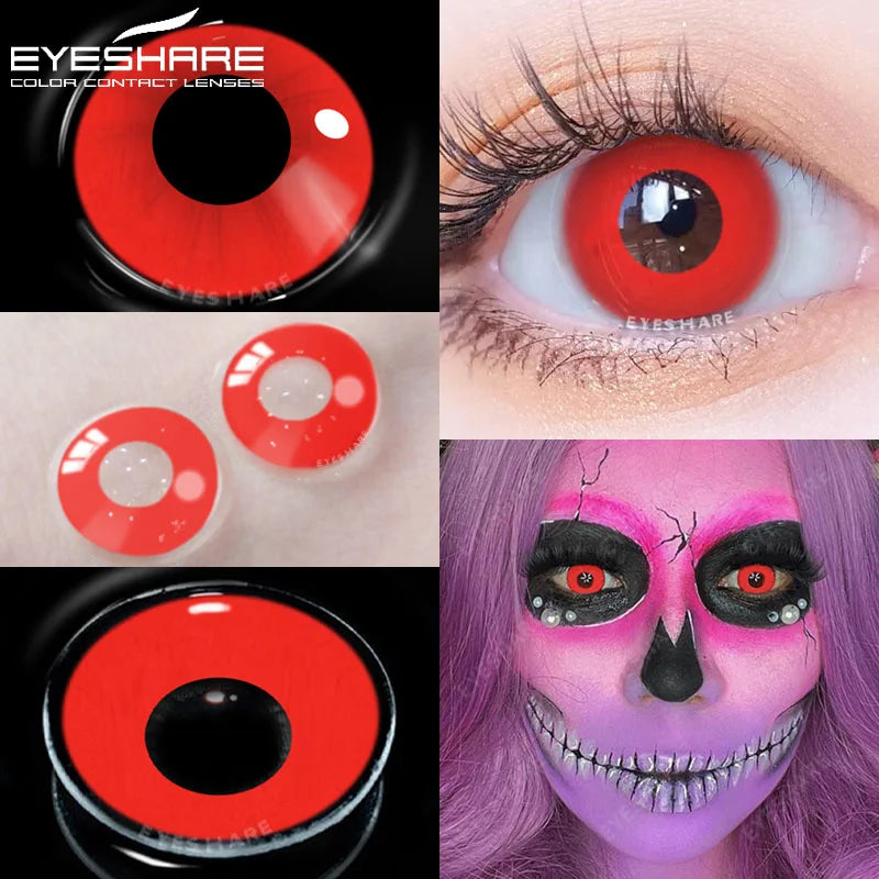 Rynx | 1 Pair Anime Color Contact Lenses for Eyes Yearly Red Lenses Black White Lenses Halloween Eye Lenses Cosplay Eye Contact Lenses