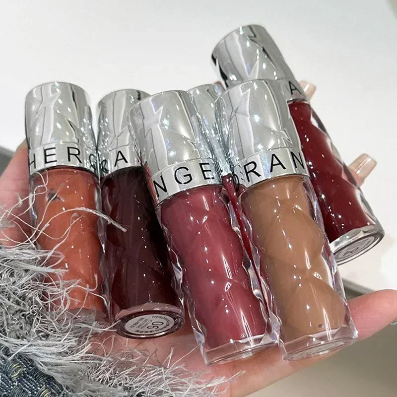Rynx | 6 Colors Nude Mirror Lip Gloss Clear Moisturizing Hydrating Water Light Glass Gel Filling Lip Glaze Oil Lip Color Cosmetics