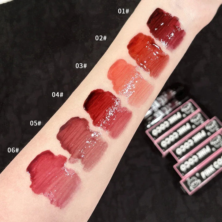 Rynx | Punk Juice Red Lip Gloss Black Mirror Glass Water Light Clear Lip Glass Waterproof Non-Sticky Liquid Lipstick Nude Lip Tint Makeup