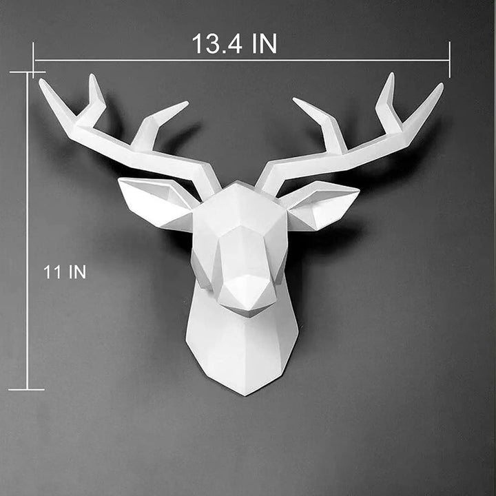 Lisslune | 3D-Deer Head Sculpture, geometric resin, animal deer head wall decoration, modern home decor, luxurious decorative wall decor
