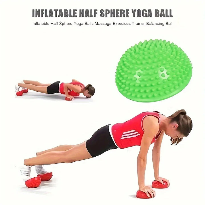 Rynx | 1pc Fitness Yoga Ball, PVC sensory training ball, half-round ball, balance training ball, tactile massage ball