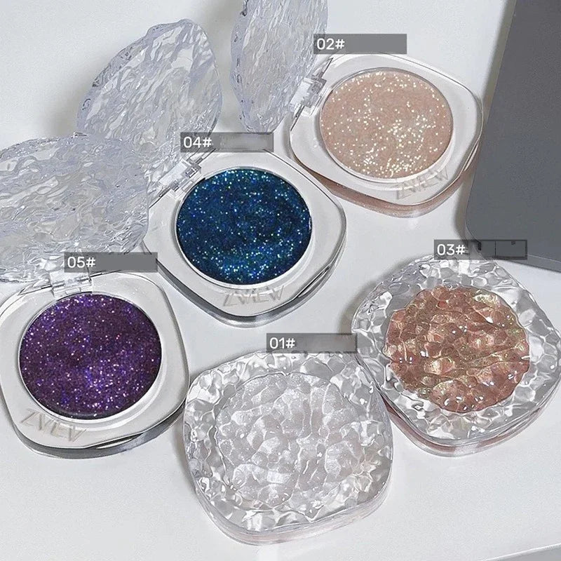 Lisslune | Lila Blau Glänzende Lidschatten-Palette Schimmer Perle Zerbrochene Diamanten Lidschatten Aufhellen Auge Klarer Glanz Makeup Lidschatten-Palette