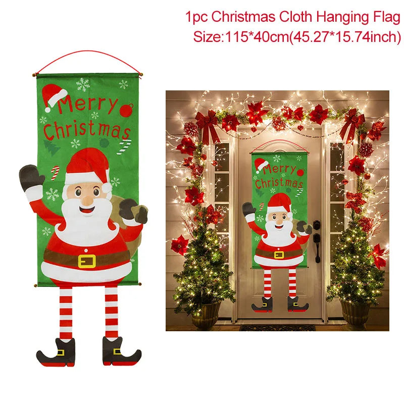 Rynx Merry Christmas Door Banner Hanging Decoration Christmas Decoration for Home Xmas Navidad Happy New Year