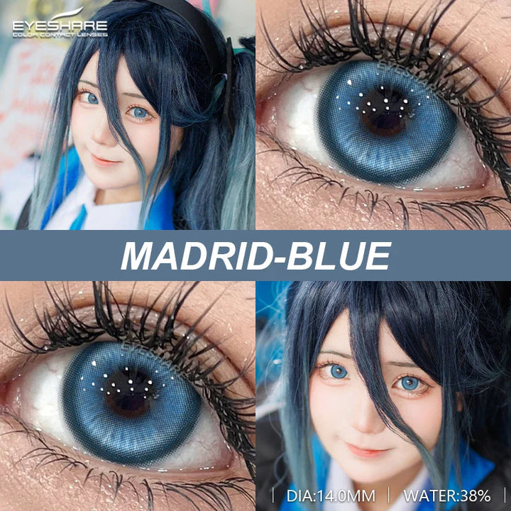 Rynx | 2 Piece Set Cosplay Contact Lenses for Eyes Anime Colored Contact Lenses Blue Contact Halloween Beautiful Pupil Annual Contact Lenses
