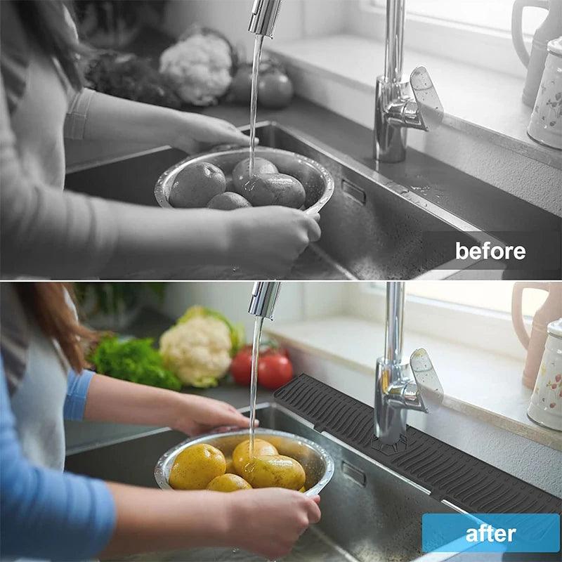 Lisslune | Versatile silicone splash mat with drip tray for kitchen and bathroom