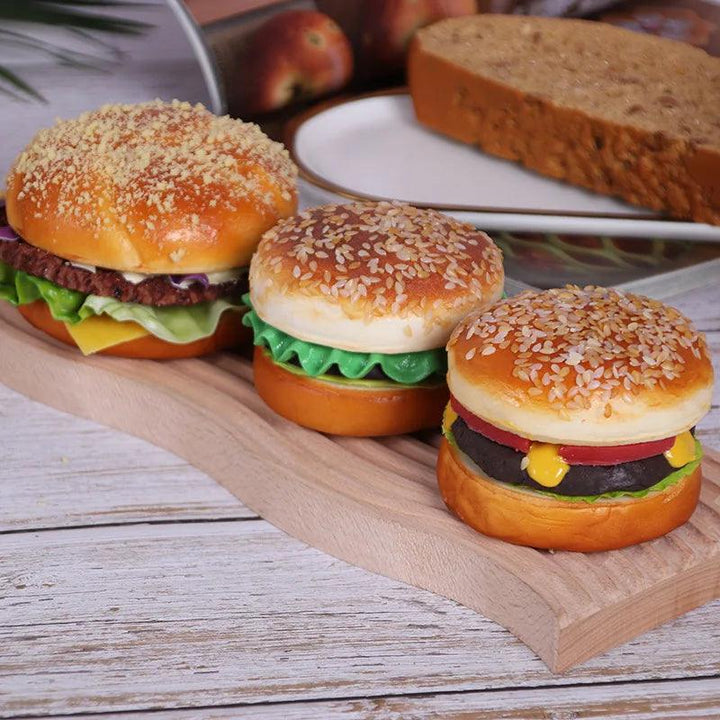 Lisslune | Life-like Hamburger Cake Model for Home Decoration and Photography - 1PC PU+PVC Artificial Food Prop