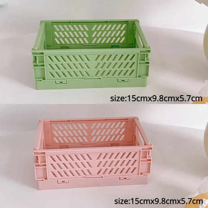 Rynx | Plastic foldable storage box folding box basket stackable cute makeup jewelry toy boxes for storage box organizer portable