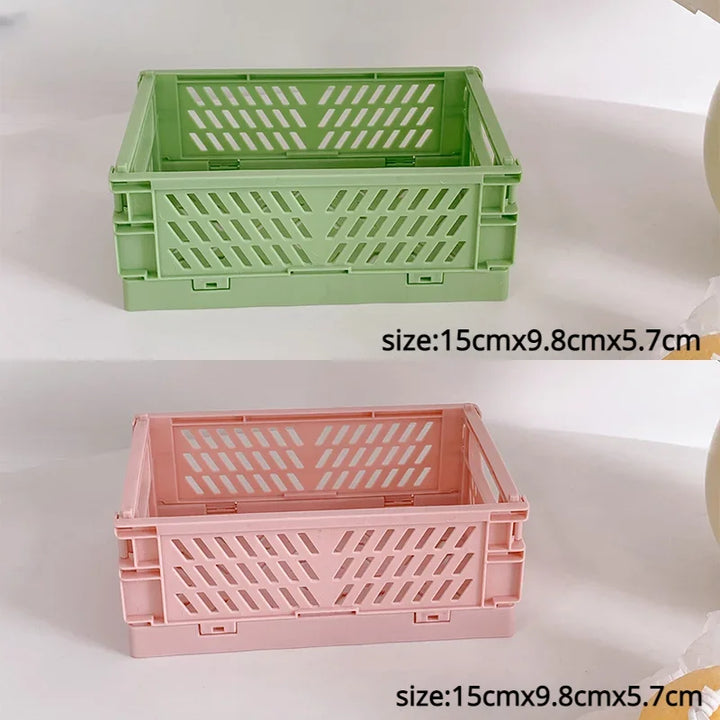 Rynx | Plastic foldable storage box folding box basket stackable cute makeup jewelry toy boxes for storage box organizer portable