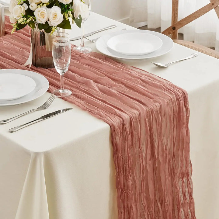 Rynx | Semi-transparent cheesecloth table runner for weddings, sage green Elegant country house decoration, Perfect for birthday parties Banquets arches Cake decor